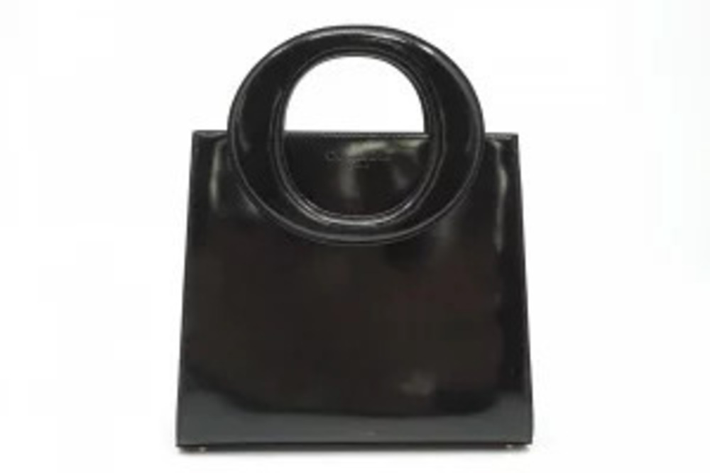 Christian Dior Handbag Tote Oval Handle Leather Black